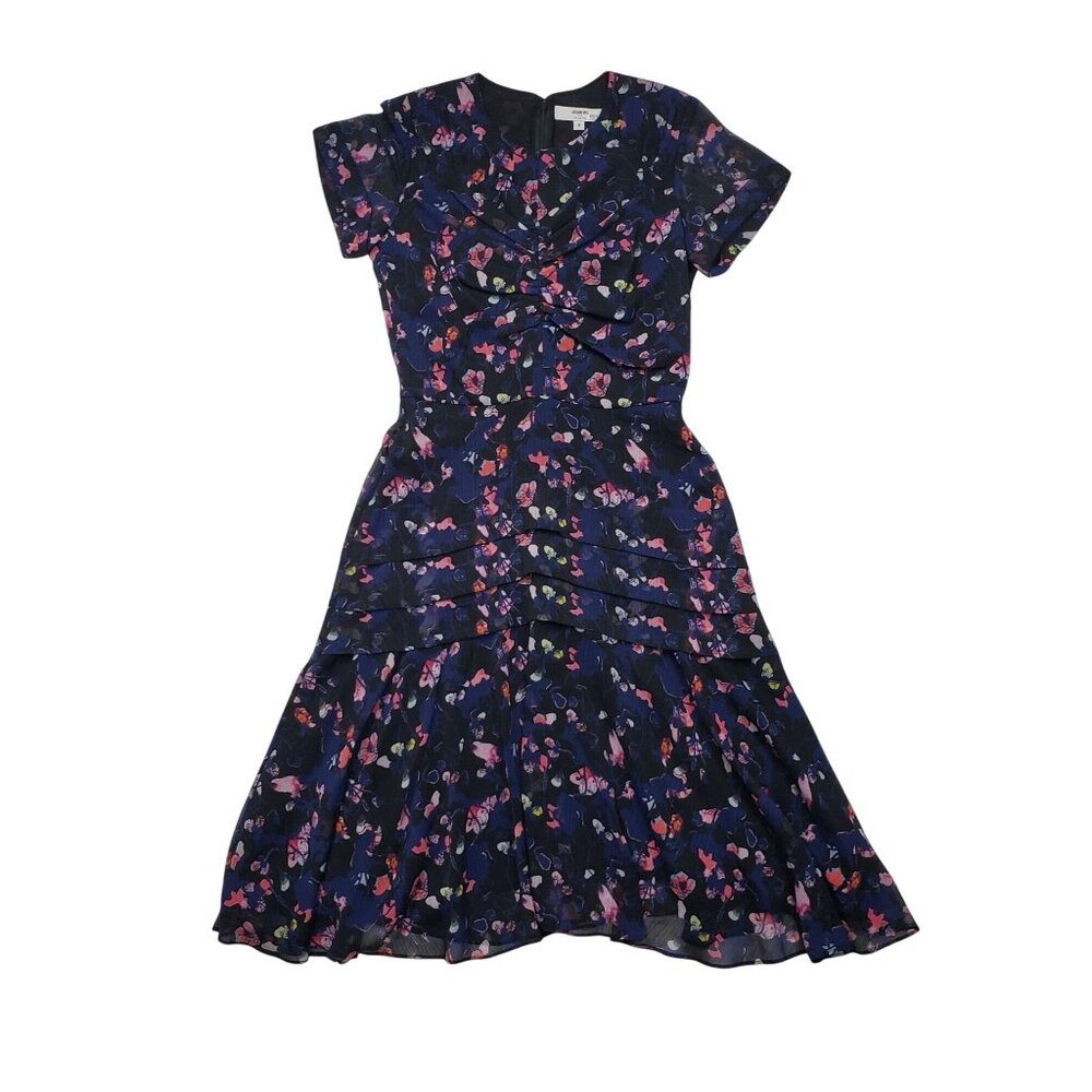 Jason Wu Collective x RTR Pre-Loved Navy Floral Ruched Fit & Flare Dress Pick Sz - Picture 5 of 16
